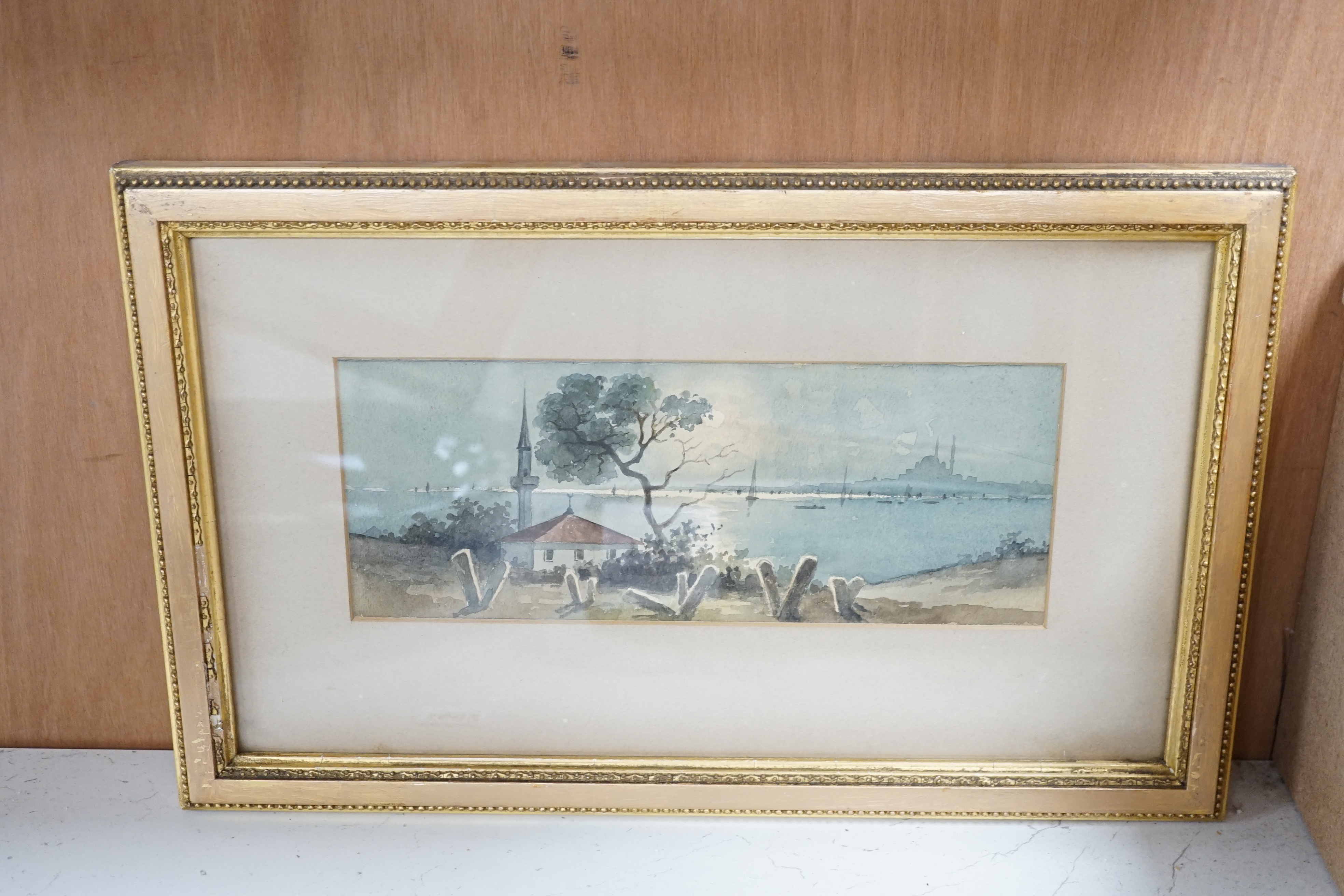 Alice Mary Hobson (1860-1954), three watercolours, 'San Stephano by moonlight from Pasha side' and 'Stanboul (Golden Horn)', inscribed in pencil 'Mary Hobson', 10 x 28cm and 9 x 17.5cm